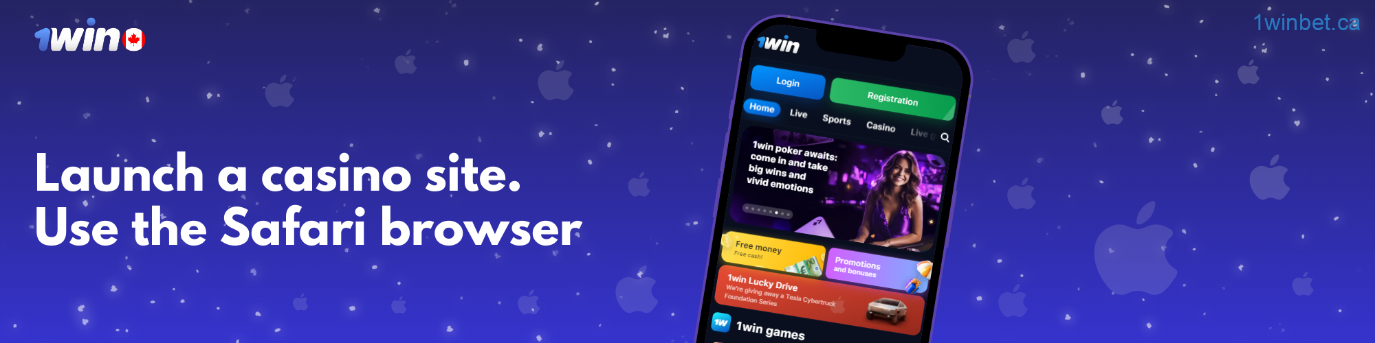 To download the iOS app, Canadian users are required to open Safari and navigate to the 1win casino website.