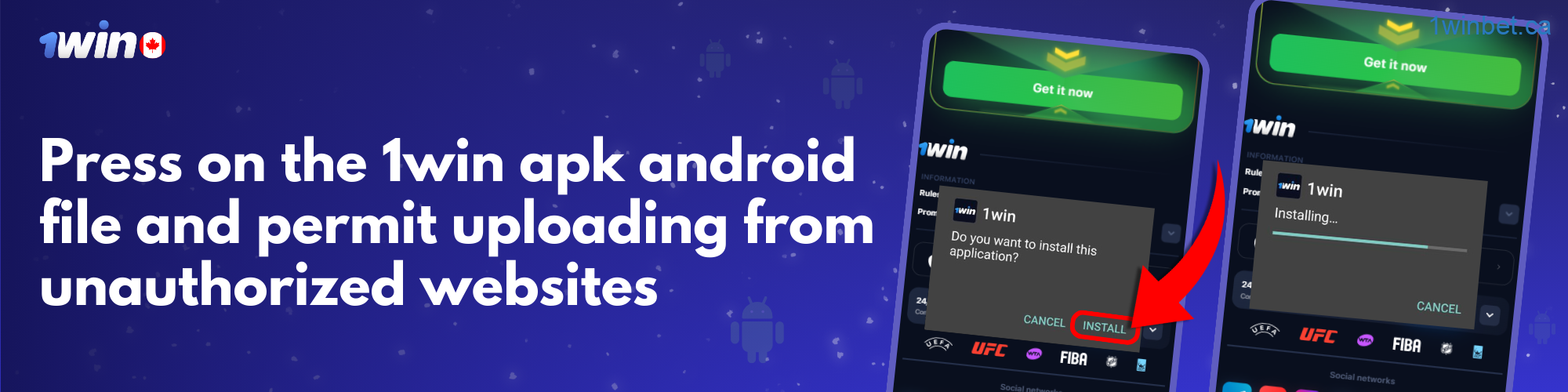Enable the installation of the 1win APK from sources outside of authorized sites on your Android device.