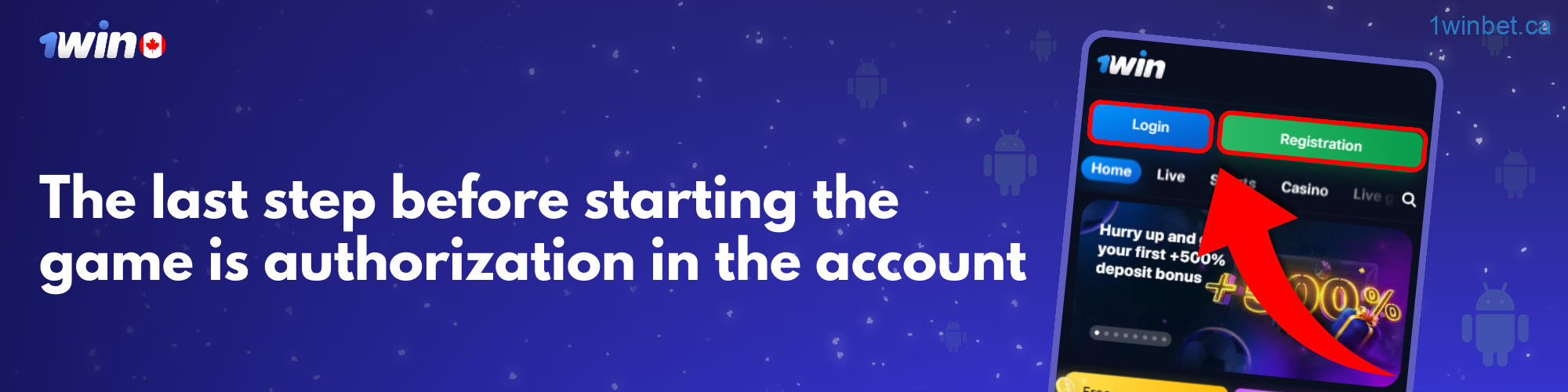 To complete the 1win app setup on Android, log in to your account with your email and password.